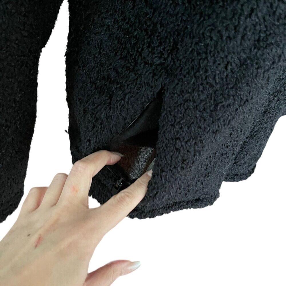 Black Diamond Womens XL Fleece Fuzzy Sherpa Jacket Black Full Zip NO SIZE TAG - Picture 8 of 11